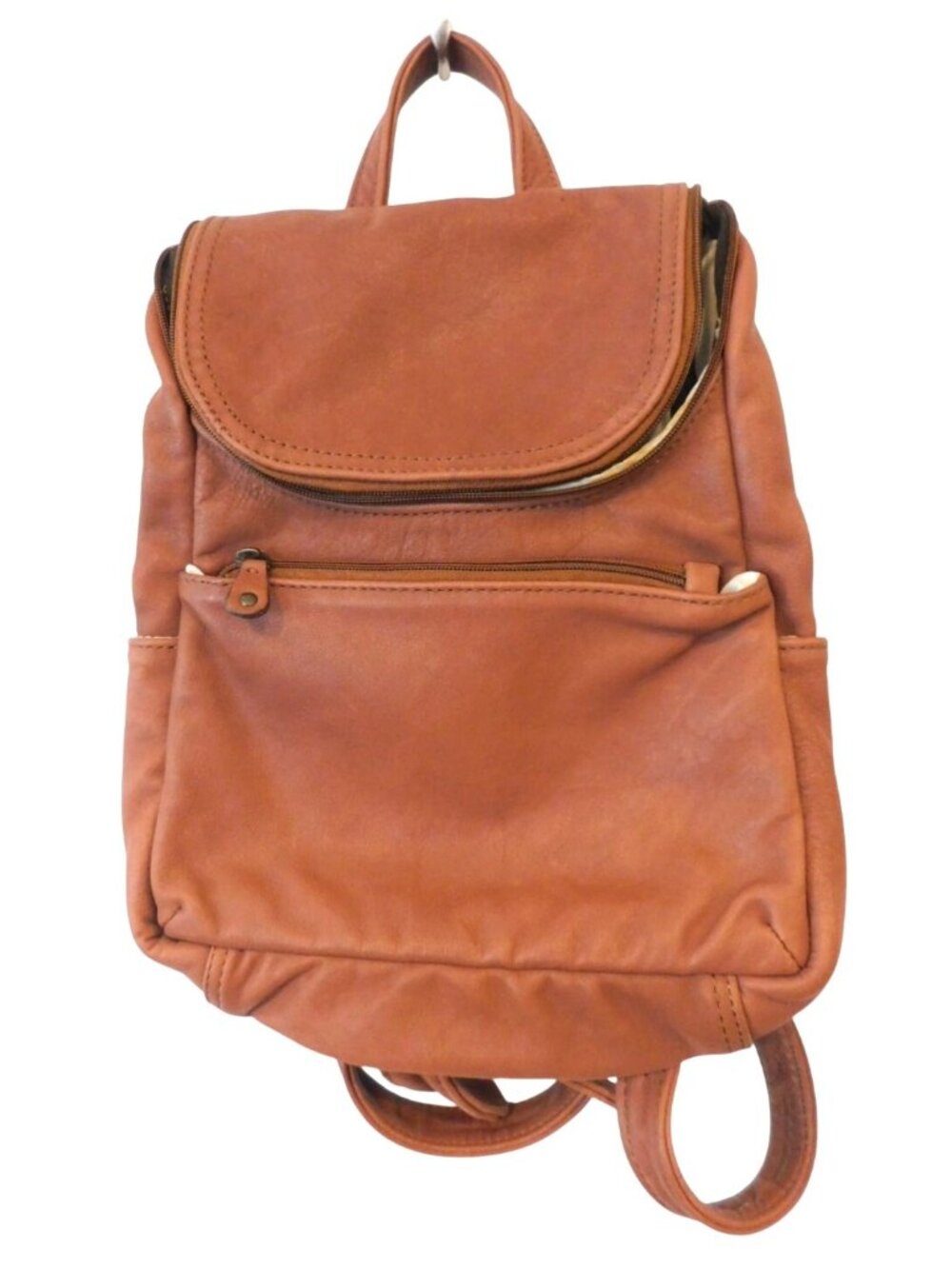 Dirty Leather Brand Brown Leather Backpack Purse Small Boho Minimalist Bag
